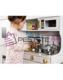 Дървена кухня за деца бяла с LED осветление звук и аксесоари